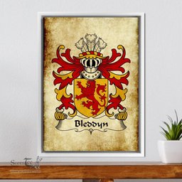 ScotsTee Shop Welsh Bleddyn (AP CYNFYN -Prince of Powys) Coat of Arms Family Crest Welsh Framed Canvas Print