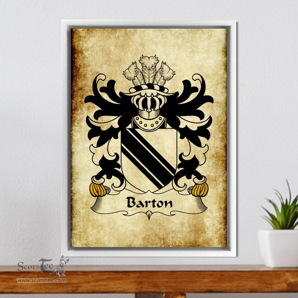 ScotsTee Shop Welsh Barton (Lords of Barton, Flint) Coat of Arms Family Crest Welsh Framed Canvas Print