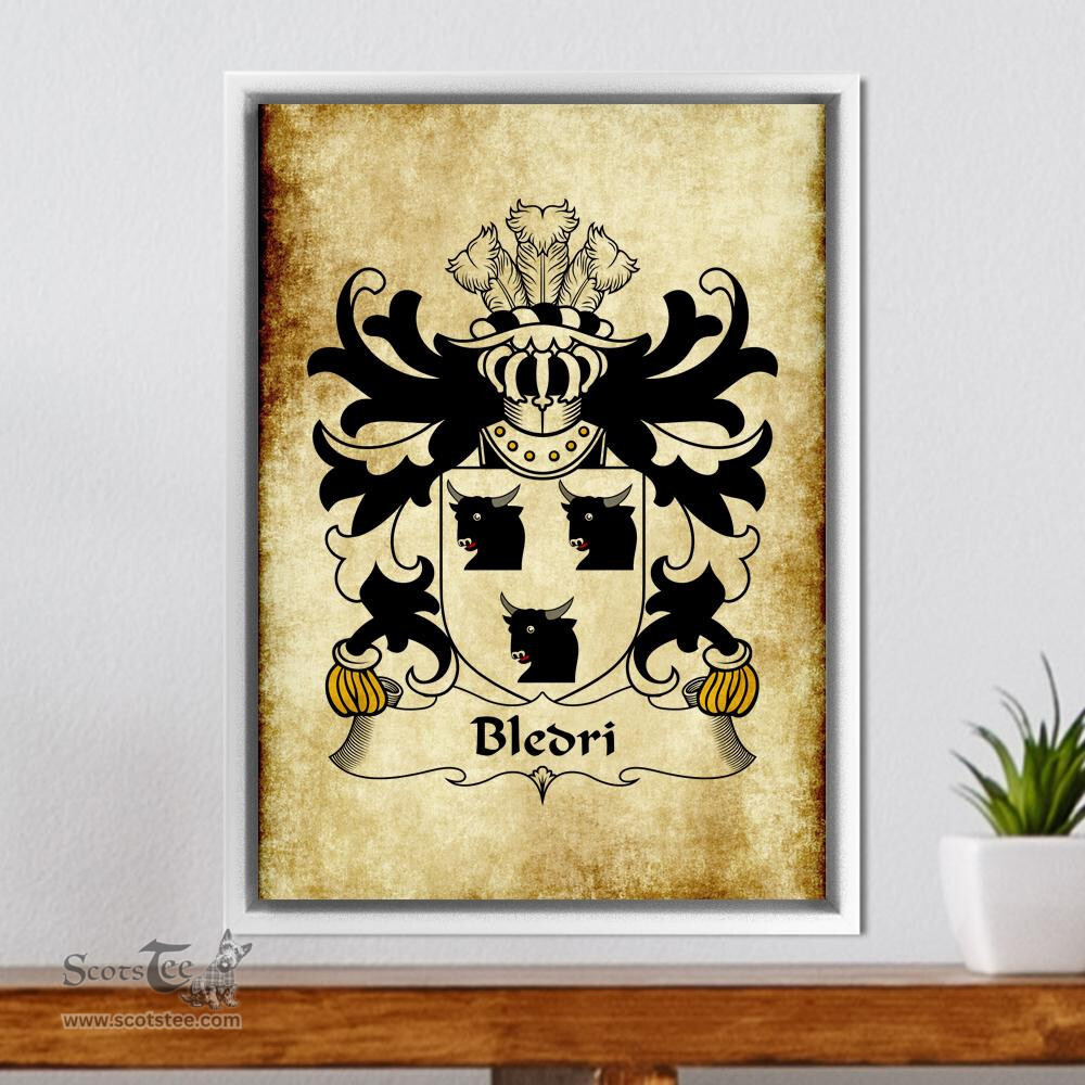 ScotsTee Shop Welsh Bledri (AP CYDIFOR) Coat of Arms Family Crest Welsh Framed Canvas Print