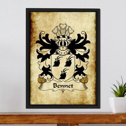 ScotsTee Shop Welsh Bennet (Cilfeigan, Monmouthshire) Coat of Arms Family Crest Welsh Framed Canvas Print