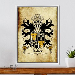 ScotsTee Shop Welsh Baker (of Abergavenny) Coat of Arms Family Crest Welsh Framed Canvas Print
