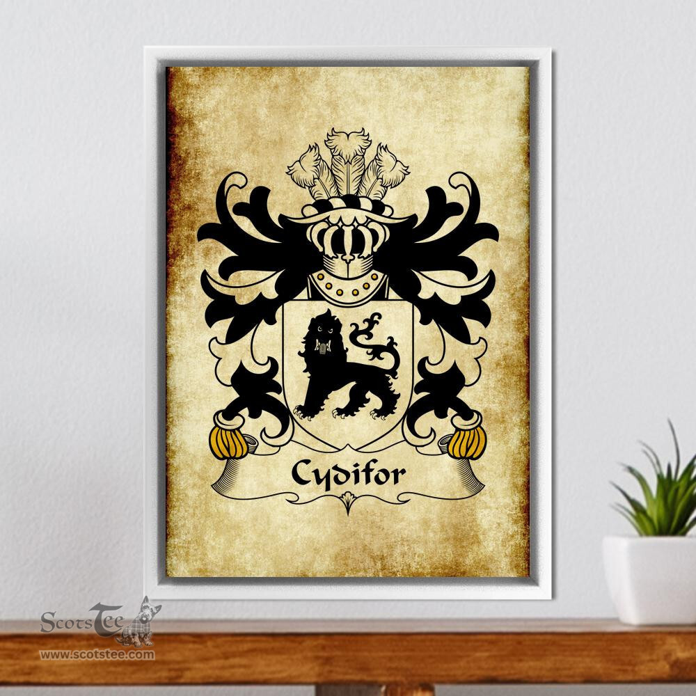 ScotsTee Shop Welsh Cydifor (FAWR) Coat of Arms Family Crest Welsh Framed Canvas Print
