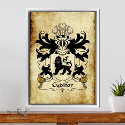ScotsTee Shop Welsh Cydifor (FAWR) Coat of Arms Family Crest Welsh Framed Canvas Print