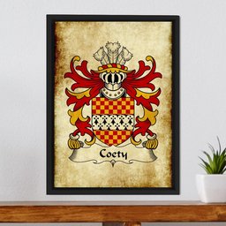 ScotsTee Shop Welsh Coety (Lords of Coety, Glamorganshire) Coat of Arms Family Crest Welsh Framed Canvas Print