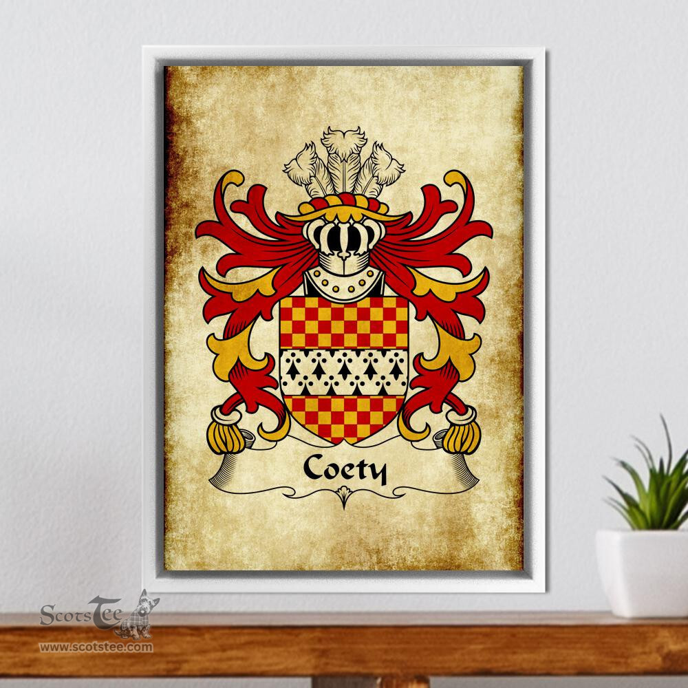 ScotsTee Shop Welsh Coety (Lords of Coety, Glamorganshire) Coat of Arms Family Crest Welsh Framed Canvas Print