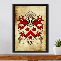 ScotsTee Shop Welsh Iddon (AP RHYS SAIS) Coat of Arms Family Crest Welsh Framed Canvas Print