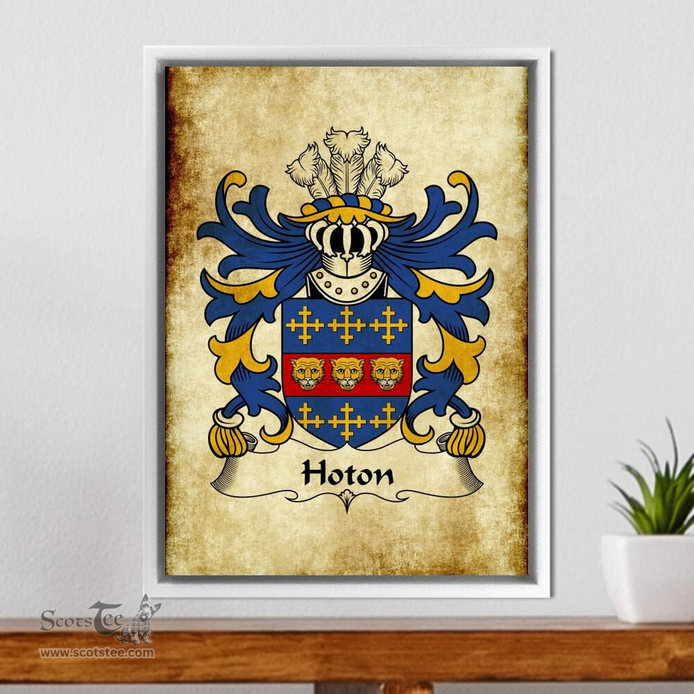ScotsTee Shop Welsh Hoton (or Houghton-of Pembrokeshire) Coat of Arms Family Crest Welsh Framed Canvas Print