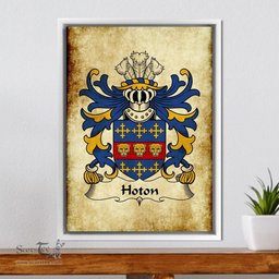 ScotsTee Shop Welsh Hoton (or Houghton-of Pembrokeshire) Coat of Arms Family Crest Welsh Framed Canvas Print