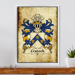 ScotsTee Shop Welsh Cradock (of Newton, Pembrokeshire) Coat of Arms Family Crest Welsh Framed Canvas Print