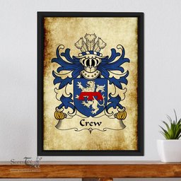 ScotsTee Shop Welsh Crew (of Holt, Denbighshire) Coat of Arms Family Crest Welsh Framed Canvas Print