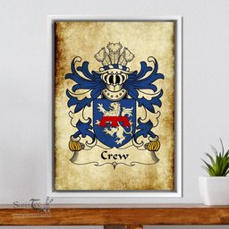 ScotsTee Shop Welsh Crew (of Holt, Denbighshire) Coat of Arms Family Crest Welsh Framed Canvas Print