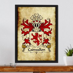 ScotsTee Shop Welsh Cadwallon (AP MADOG) Coat of Arms Family Crest Welsh Framed Canvas Print