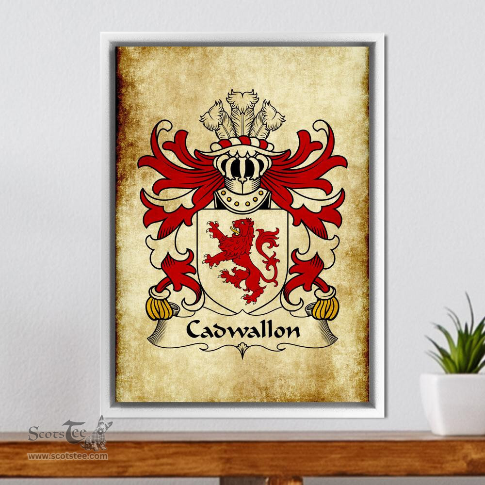 ScotsTee Shop Welsh Cadwallon (AP MADOG) Coat of Arms Family Crest Welsh Framed Canvas Print
