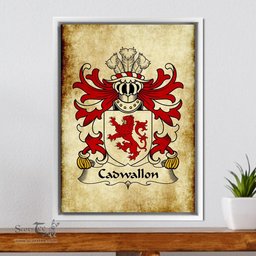 ScotsTee Shop Welsh Cadwallon (AP MADOG) Coat of Arms Family Crest Welsh Framed Canvas Print
