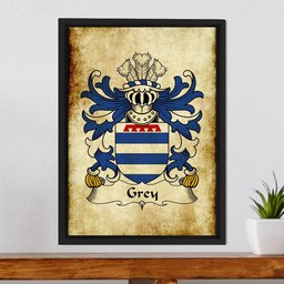 ScotsTee Shop Welsh Grey (of Ruthin-lords of Dyffryn Clwyd) Coat of Arms Family Crest Welsh Framed Canvas Print