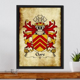ScotsTee Shop Welsh Clare (Lords of Glamorgan) Coat of Arms Family Crest Welsh Framed Canvas Print