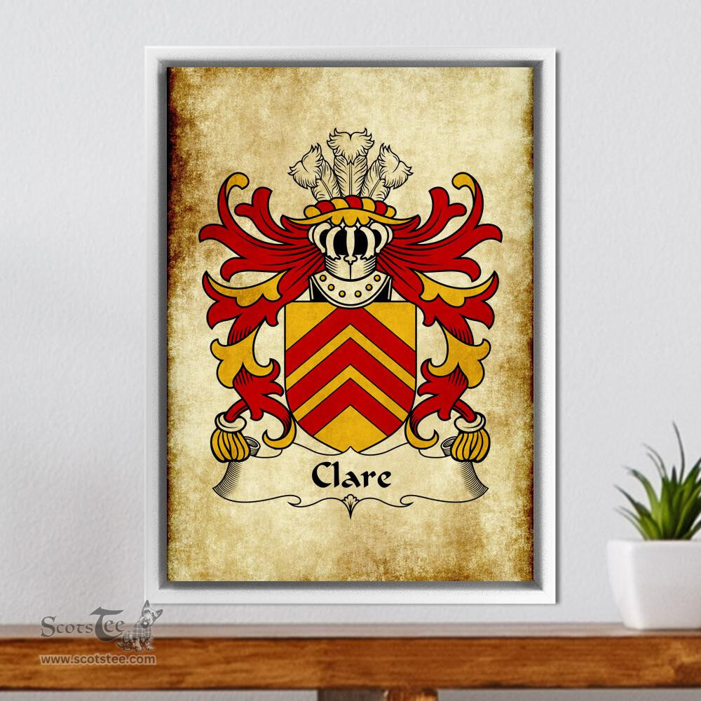 ScotsTee Shop Welsh Clare (Lords of Glamorgan) Coat of Arms Family Crest Welsh Framed Canvas Print