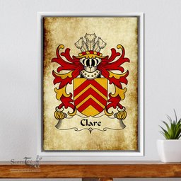 ScotsTee Shop Welsh Clare (Lords of Glamorgan) Coat of Arms Family Crest Welsh Framed Canvas Print