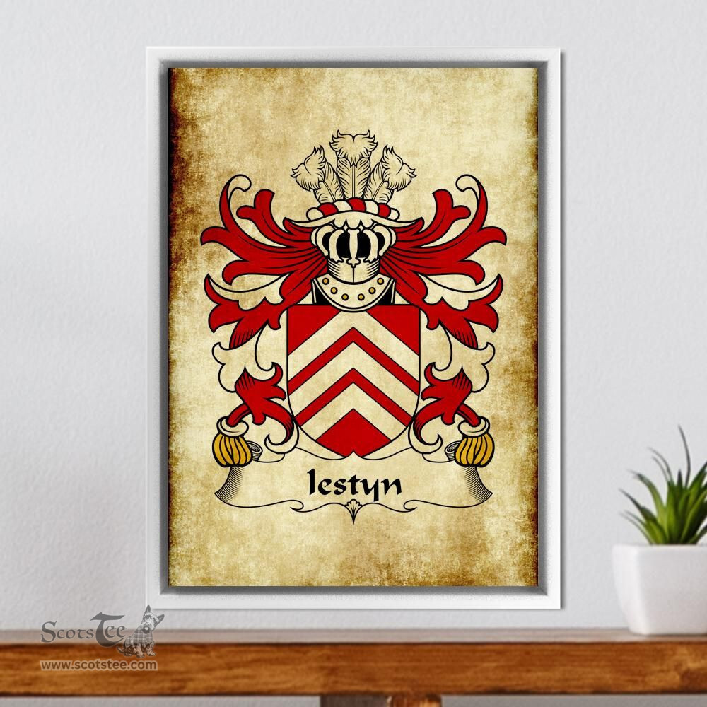 ScotsTee Shop Welsh Iestyn (FARCHOG, ruler of Glamorgan) Coat of Arms Family Crest Welsh Framed Canvas Print