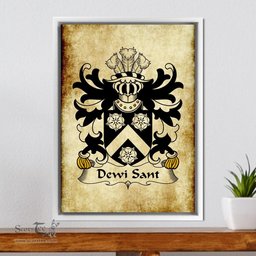 ScotsTee Shop Welsh Dewi Sant (Saint David) Coat of Arms Family Crest Welsh Framed Canvas Print