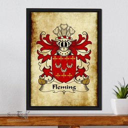 ScotsTee Shop Welsh Fleming (of Flimston, Glamorgan) Coat of Arms Family Crest Welsh Framed Canvas Print