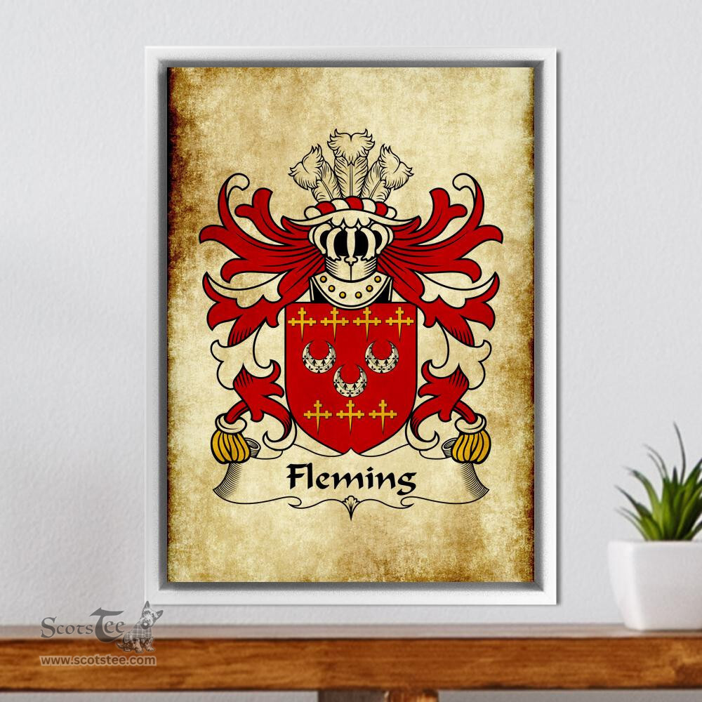 ScotsTee Shop Welsh Fleming (of Flimston, Glamorgan) Coat of Arms Family Crest Welsh Framed Canvas Print