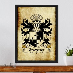 ScotsTee Shop Welsh Gravenor (or Gosvenor) Coat of Arms Family Crest Welsh Framed Canvas Print