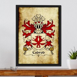 ScotsTee Shop Welsh Cadrod (HARDD) Coat of Arms Family Crest Welsh Framed Canvas Print