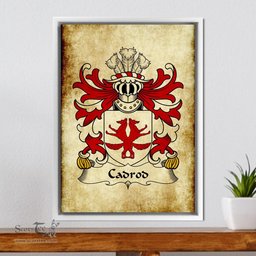 ScotsTee Shop Welsh Cadrod (HARDD) Coat of Arms Family Crest Welsh Framed Canvas Print