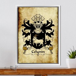 ScotsTee Shop Welsh Celynin (AP RHIRID ) Coat of Arms Family Crest Welsh Framed Canvas Print