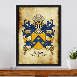 ScotsTee Shop Welsh Elian (GEIMIAD, Saint) Coat of Arms Family Crest Welsh Framed Canvas Print