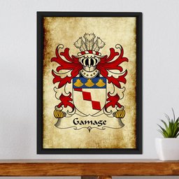 ScotsTee Shop Welsh Gamage (lords of Llanfihangel, Monmouthshire) Coat of Arms Family Crest Welsh Framed Canvas Print