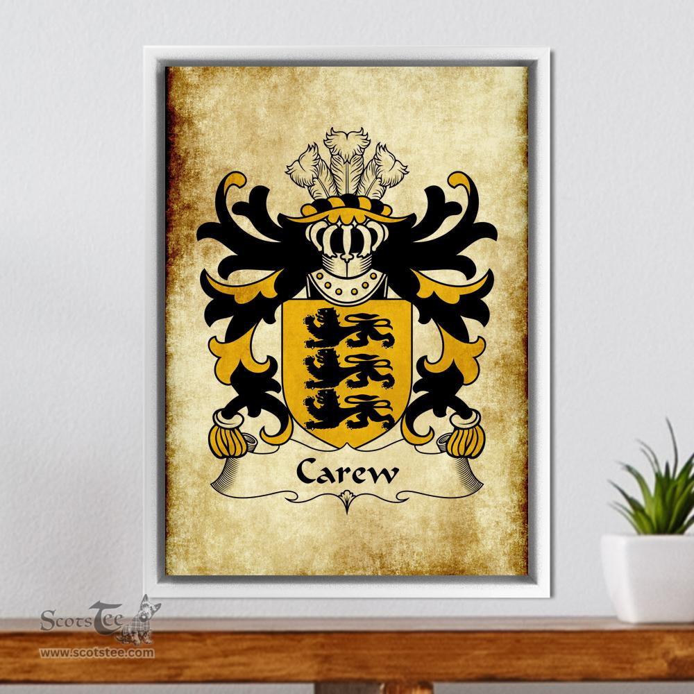 ScotsTee Shop Welsh Carew (of Pembrokeshire) Coat of Arms Family Crest Welsh Framed Canvas Print