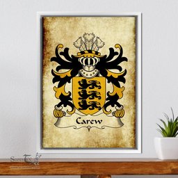 ScotsTee Shop Welsh Carew (of Pembrokeshire) Coat of Arms Family Crest Welsh Framed Canvas Print