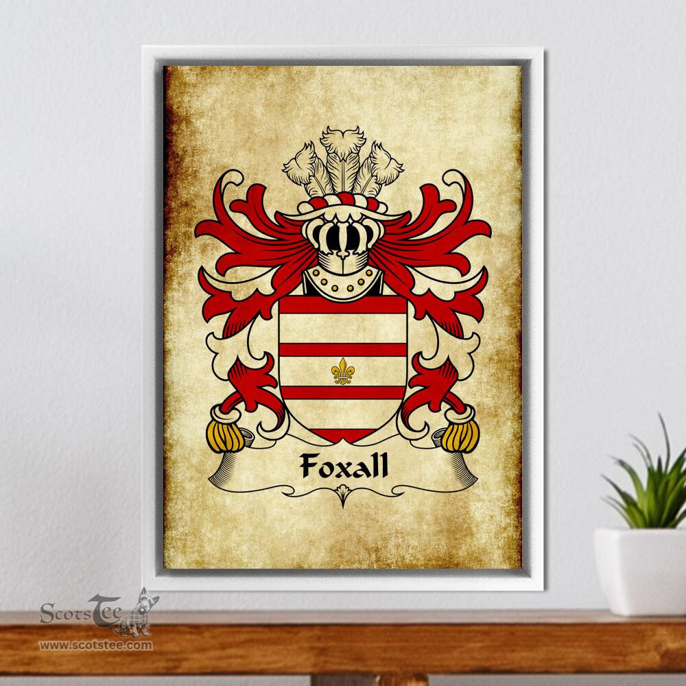 ScotsTee Shop Welsh Foxall (of Foxall, Denbighshire) Coat of Arms Family Crest Welsh Framed Canvas Print