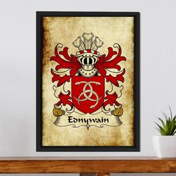 ScotsTee Shop Welsh Ednywain (AP BRADWEN) Coat of Arms Family Crest Welsh Framed Canvas Print