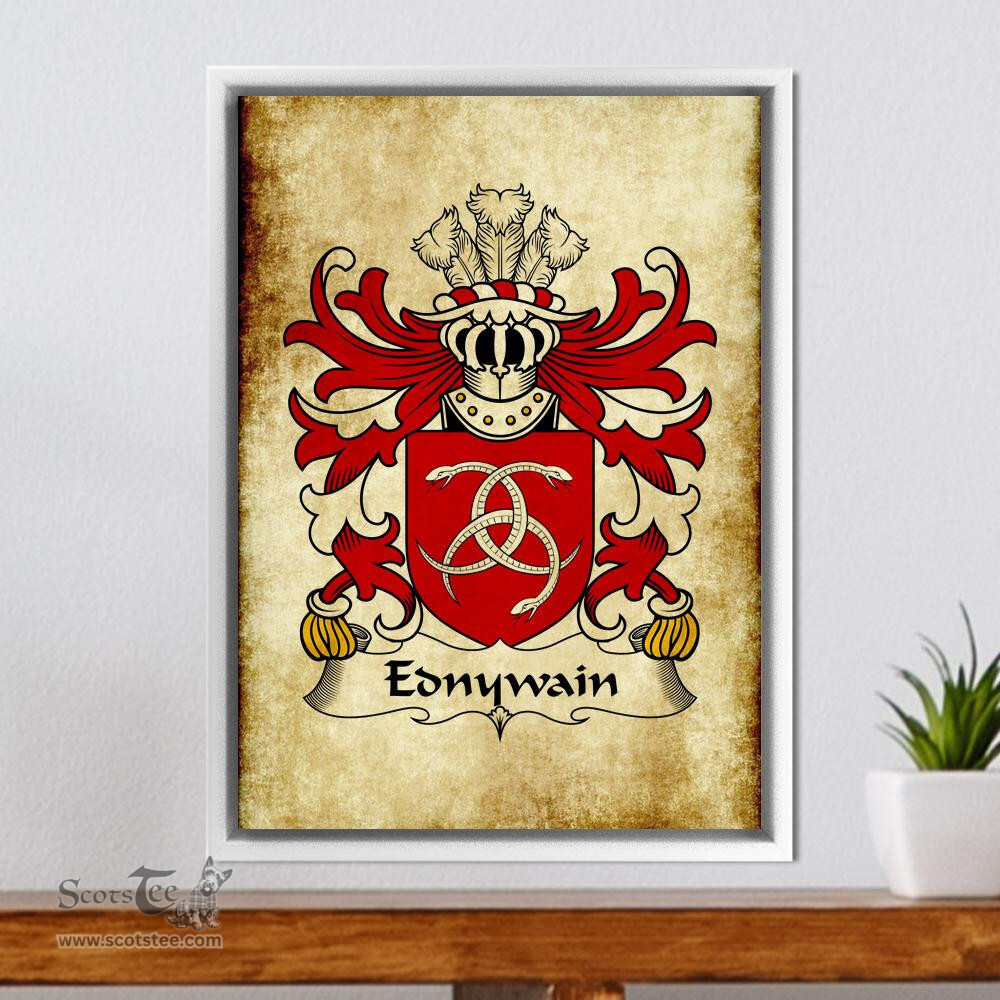 ScotsTee Shop Welsh Ednywain (AP BRADWEN) Coat of Arms Family Crest Welsh Framed Canvas Print
