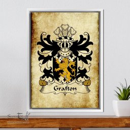 ScotsTee Shop Welsh Grafton (of Carew, Pembrokeshire) Coat of Arms Family Crest Welsh Framed Canvas Print