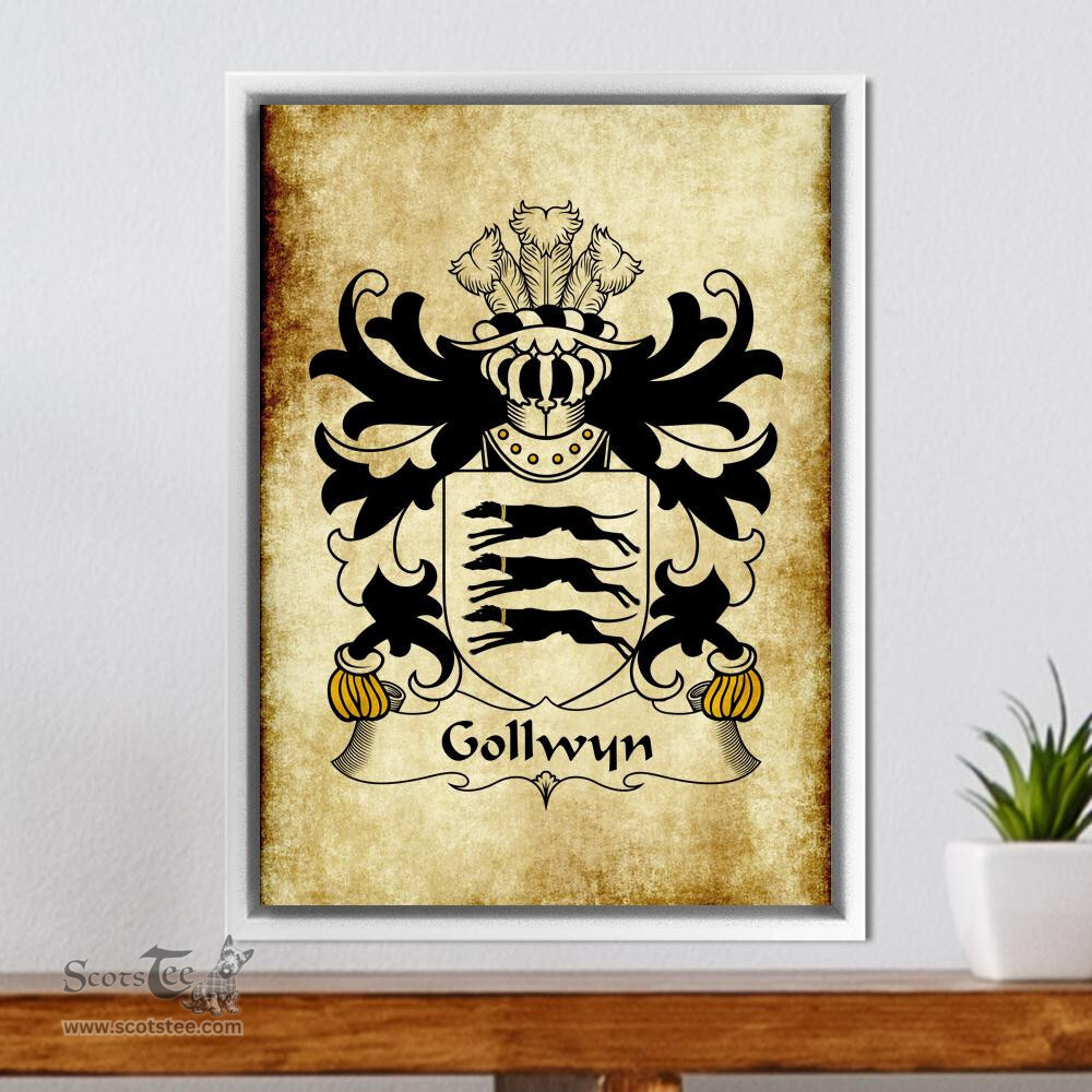 ScotsTee Shop Welsh Gollwyn (AB EDNYWAIN, Lord of Bryn) Coat of Arms Family Crest Welsh Framed Canvas Print