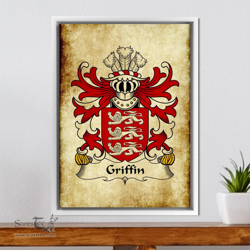 ScotsTee Shop Welsh Griffin (Prince of North Wales) Coat of Arms Family Crest Welsh Framed Canvas Print