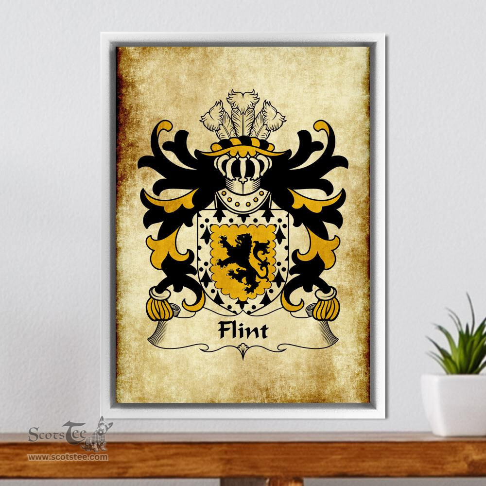 ScotsTee Shop Welsh Flint (lord of) Coat of Arms Family Crest Welsh Framed Canvas Print
