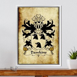 ScotsTee Shop Welsh Dawkins (of Laugharne, Carmarthenshire) Coat of Arms Family Crest Welsh Framed Canvas Print