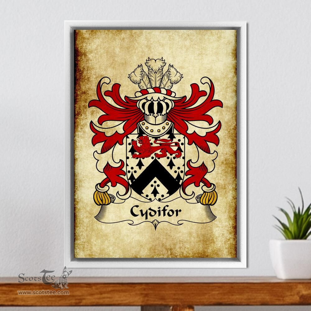 ScotsTee Shop Welsh Cydifor (AP SELYE -King of Dyfed) Coat of Arms Family Crest Welsh Framed Canvas Print