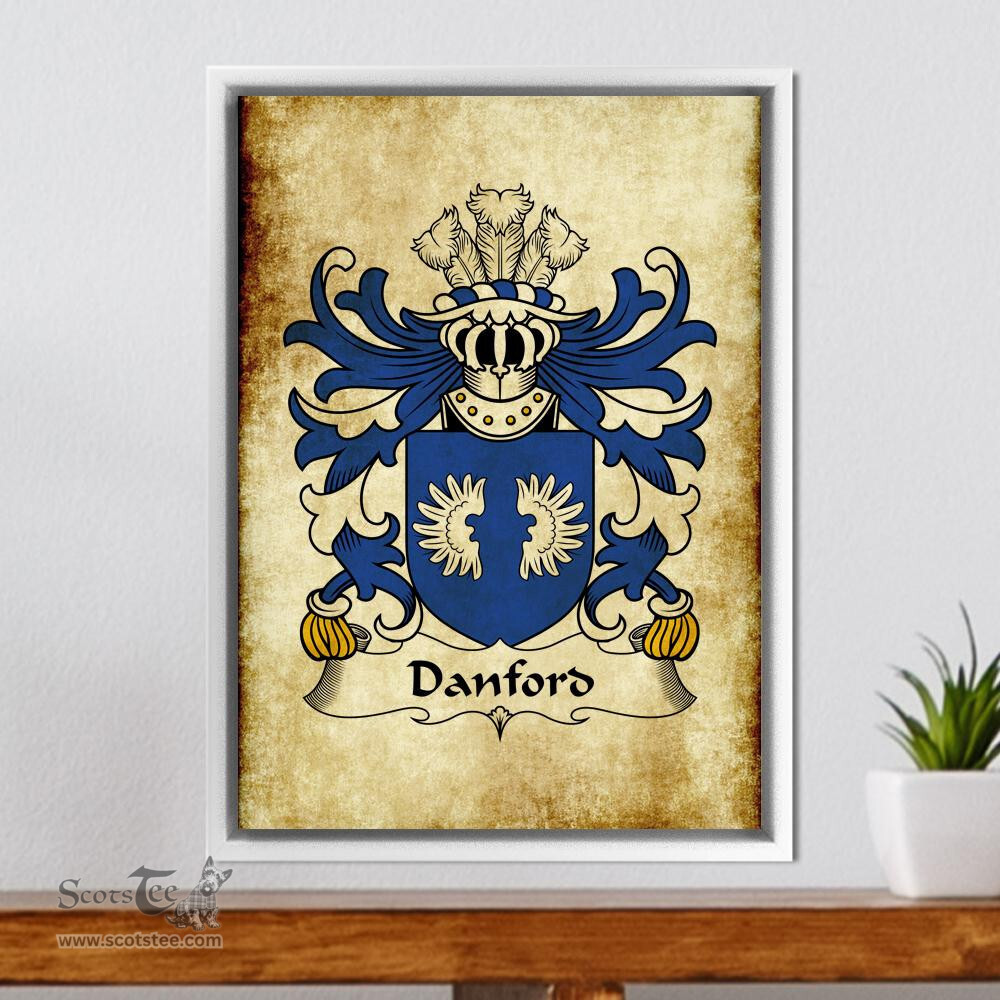 ScotsTee Shop Welsh Danford (Monmouthshire) Coat of Arms Family Crest Welsh Framed Canvas Print