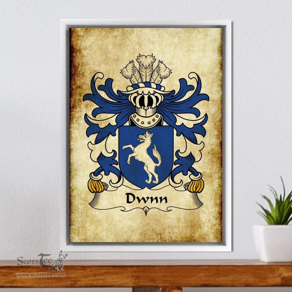 ScotsTee Shop Welsh Dwnn (DON of Croesallgwn, Carmarthenshire) Coat of Arms Family Crest Welsh Framed Canvas Print