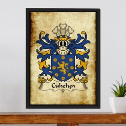 ScotsTee Shop Welsh Cuhelyn (FARDD -of Cemais, Pembrokeshire) Coat of Arms Family Crest Welsh Framed Canvas Print