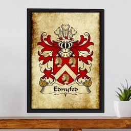 ScotsTee Shop Welsh Ednyfed (FYCHAN) Coat of Arms Family Crest Welsh Framed Canvas Print