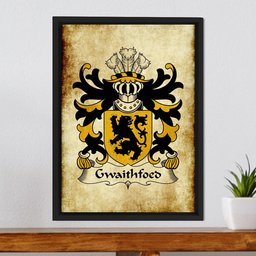 ScotsTee Shop Welsh Gwaithfoed (of Ceredigion or Fawr) Coat of Arms Family Crest Welsh Framed Canvas Print