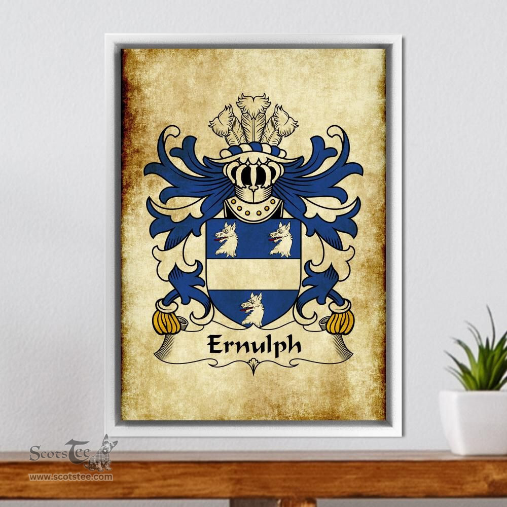 ScotsTee Shop Welsh Ernulph (of Brynbuga, Monmouthshire) Coat of Arms Family Crest Welsh Framed Canvas Print