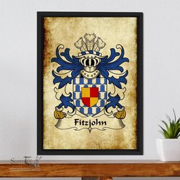 ScotsTee Shop Welsh Fitzjohn Coat of Arms Family Crest Welsh Framed Canvas Print